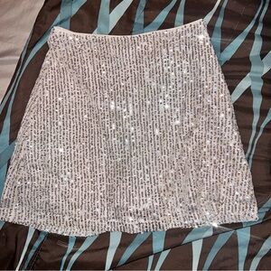 Abercrombie & Fitch Silver Sequin Mini Skirt